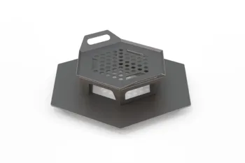 Accessories for Flamula metal fire pit: plate, thick plate, classic grate, and small grate for outdoor cooking