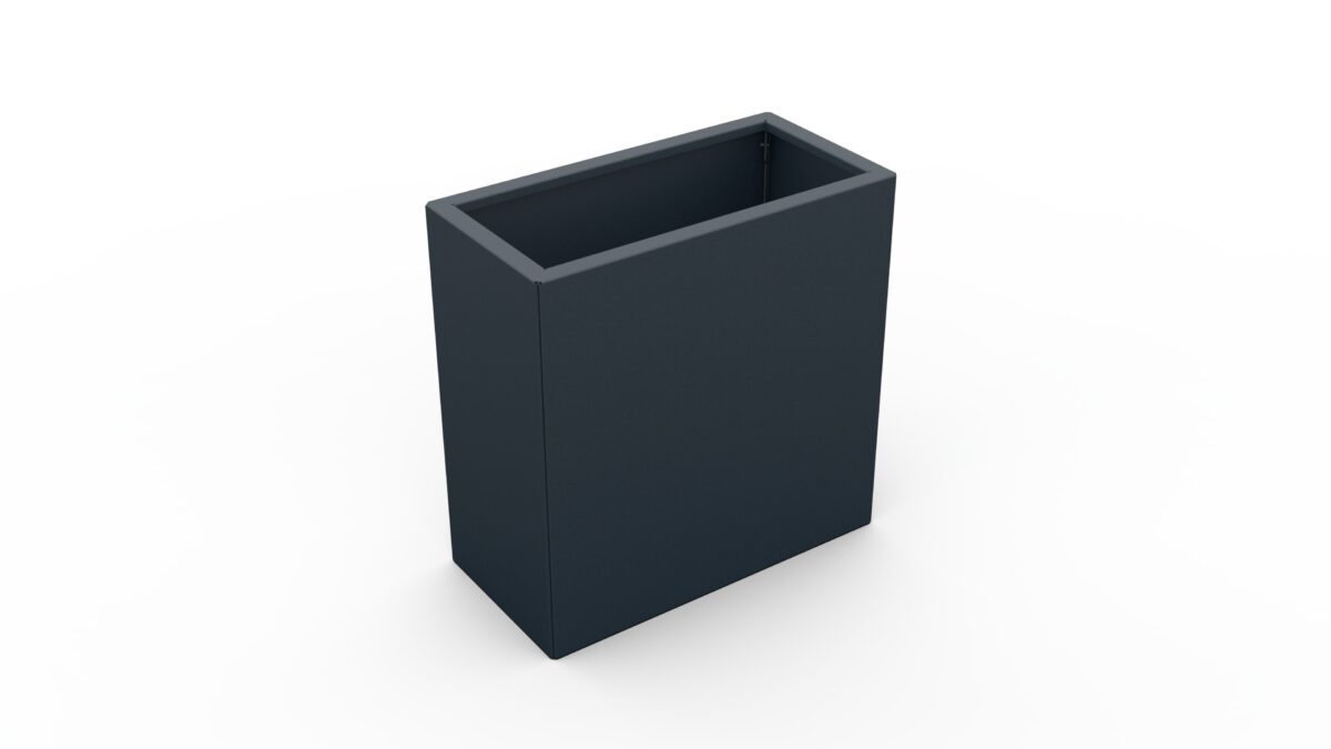 Modern metal planter in anthracite (RAL1076 FS) - dimensions 30x60x60 cm.