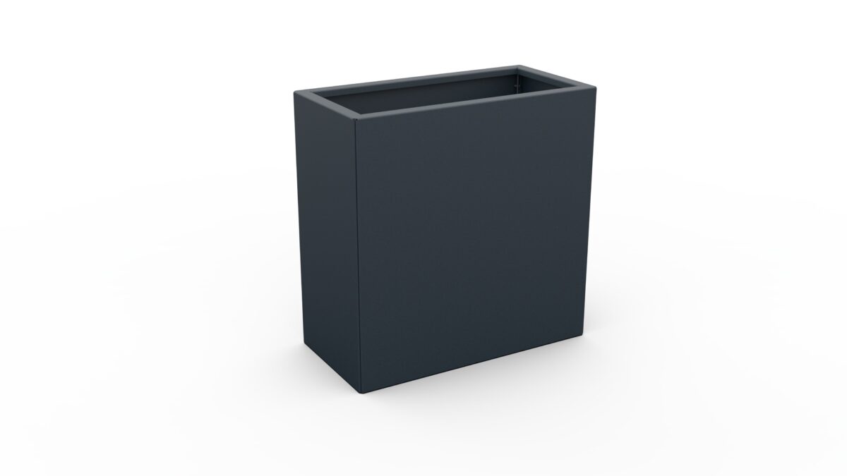 Modern metal planter in anthracite (RAL1076 FS) - dimensions 30x60x60 cm.