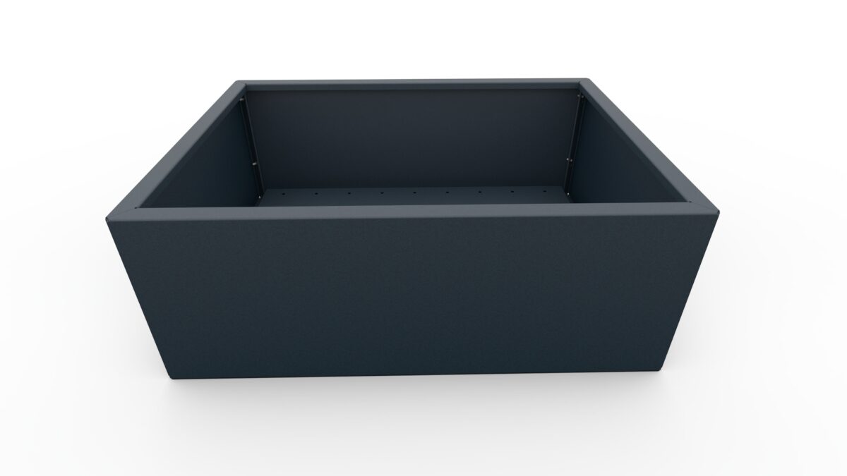 Modern metal planter in anthracite color - dimensions 60x120x30 cm.