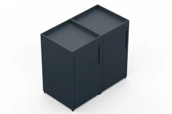 Metal bin cover for two 240-litre bins with classic smooth doors and a tray for planting flowers
