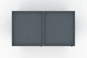 Metal bin cover for two 240-litre bins with decorative square pattern on the door and a tray for planting flowers.