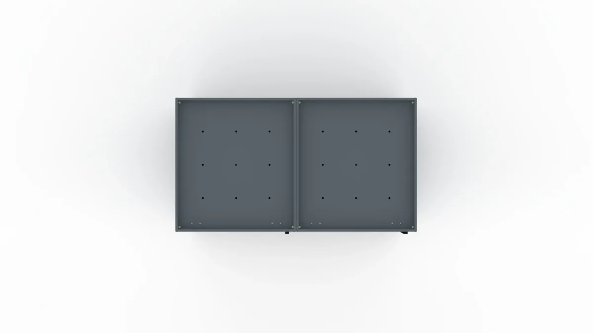 Metal bin cover for two 240-litre bins with classic smooth doors and a tray for planting flowers