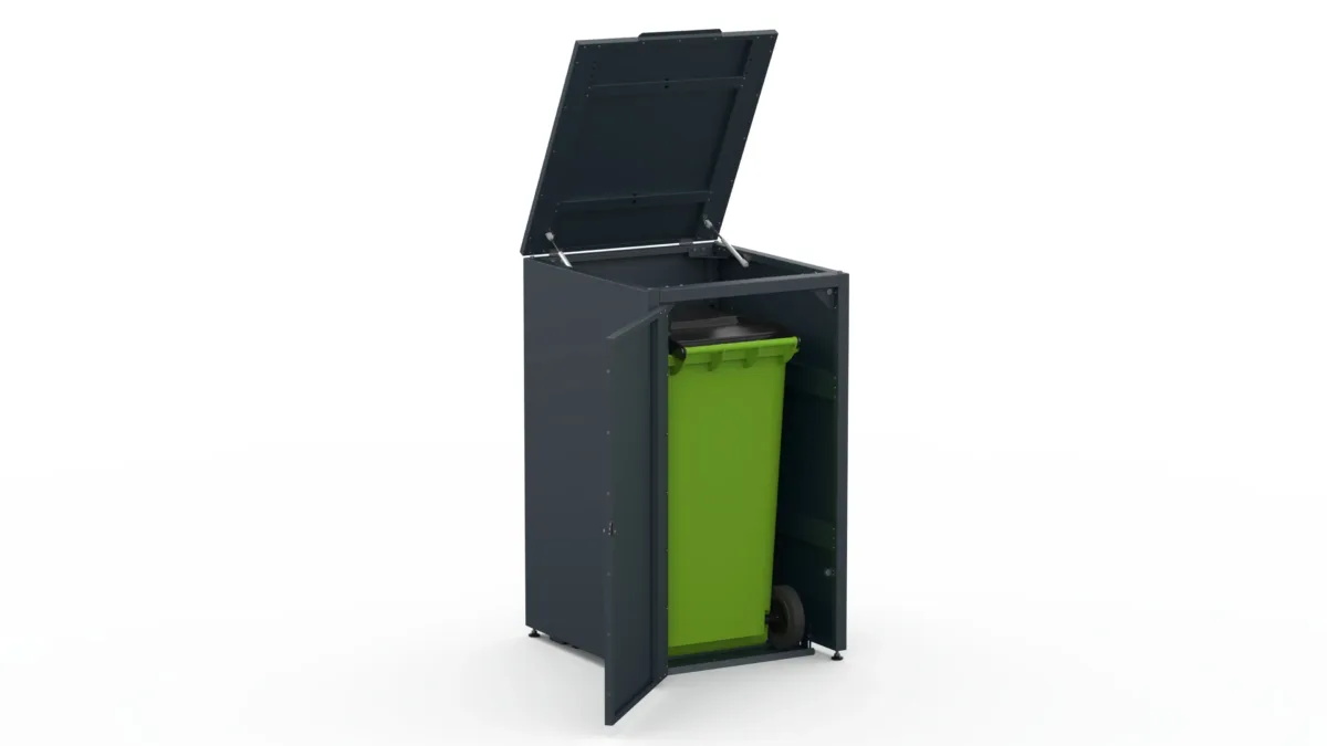 Metal bin cover for one 240-litre bin with classic lid for easy opening
