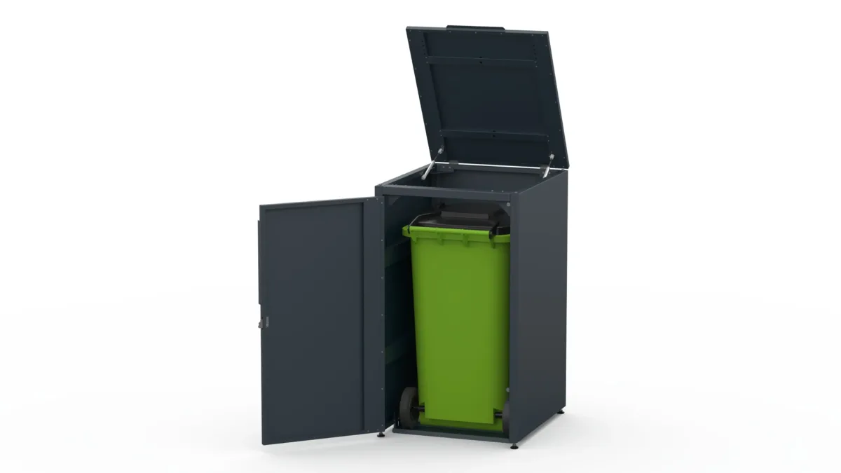 Metal bin cover for one 240-litre bin with classic lid for easy opening
