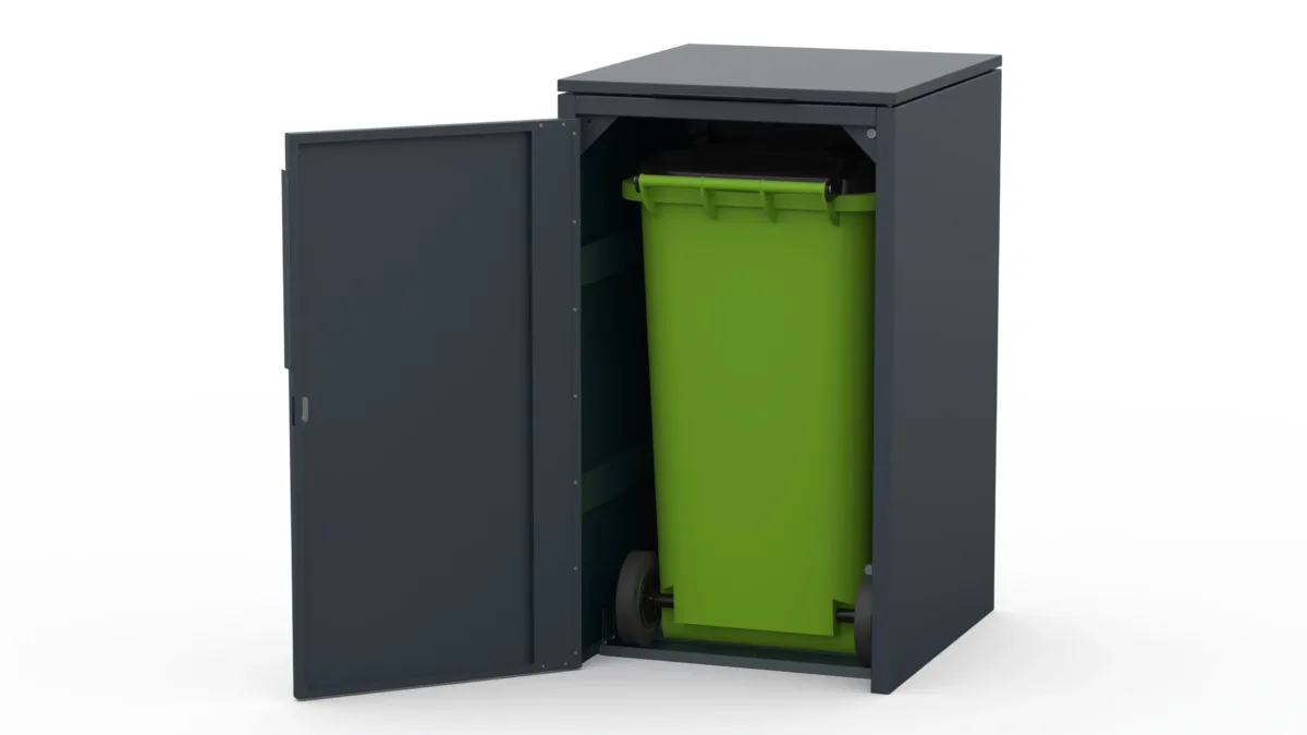 Metal bin cover for one 240-litre bin with classic lid for easy opening