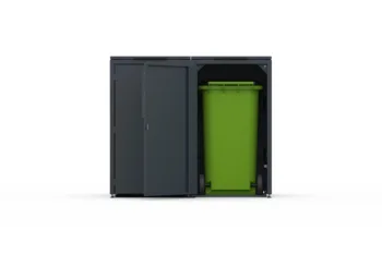 Metal bin cover for two 240-litre bins with classic lid and smooth doors without pattern