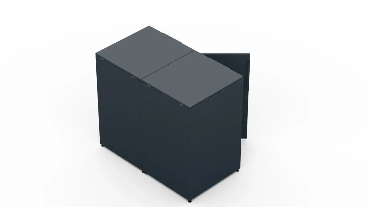 Metal bin cover for two 240-litre bins with classic lid and smooth doors without pattern