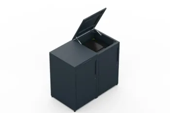 Metal bin cover for two 240-litre bins with classic lid and smooth doors without pattern