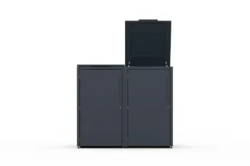 Metal bin cover for two 240-litre bins with classic lid and smooth doors without pattern