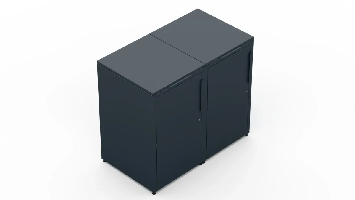 Metal bin cover for two 240-litre bins with classic lid and smooth doors without pattern