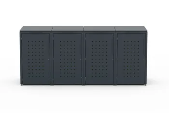 Metal bin cover for four 240-litre bins with classic lid and square pattern door