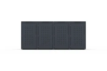 Metal bin cover for four 240-litre bins with classic lid and square pattern door