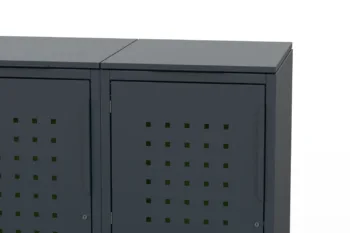 Metal bin cover for four 240-litre bins with classic lid and square pattern door