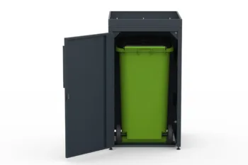 Metal bin cover for one 240-litre bin with flower tray