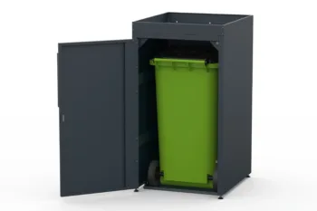 Metal bin cover for one 240-litre bin with flower tray