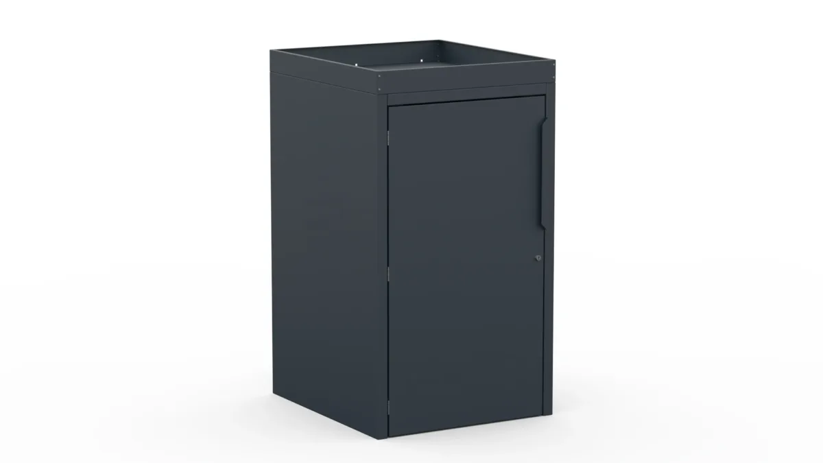 Metal bin cover for one 240-litre bin with flower tray