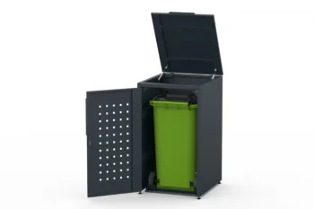 Metal bin cover for one 240-litre bin with standard lid and pattern on the door.