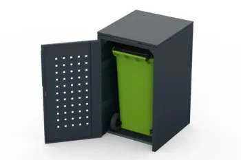 Metal bin cover for one 240-litre bin with standard lid and pattern on the door.