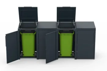 Metal bin cover for four 240-litre bins.