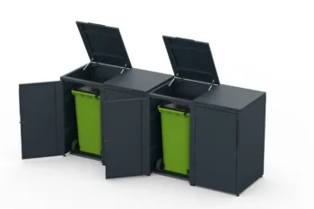 Metal bin cover for four 240-litre bins.
