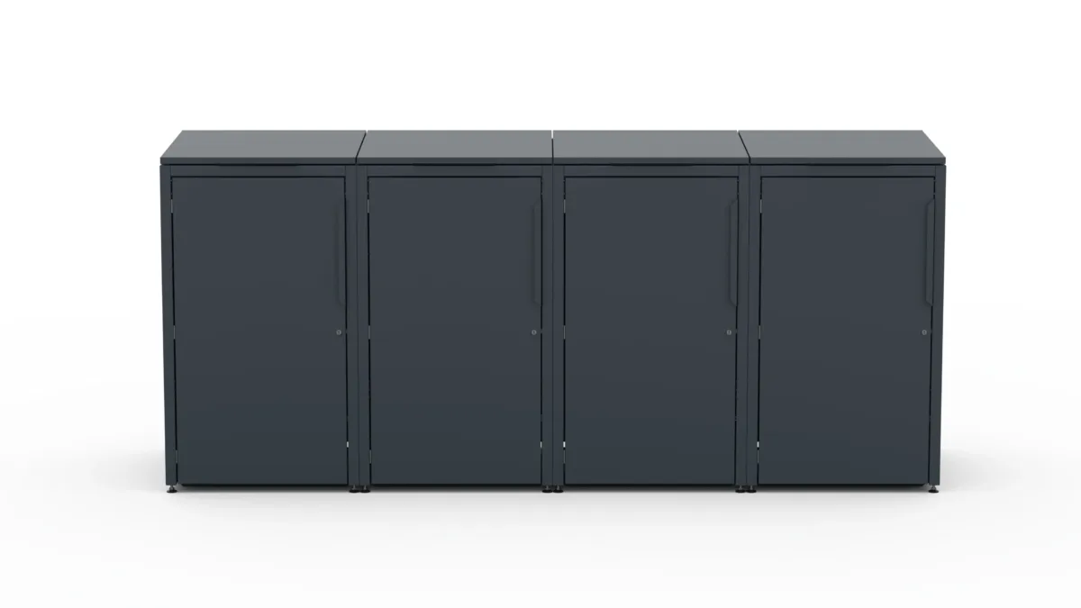 Metal bin cover for four 240-litre bins.