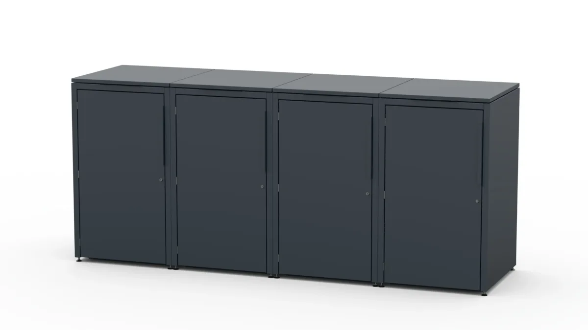 Metal bin cover for four 240-litre bins.