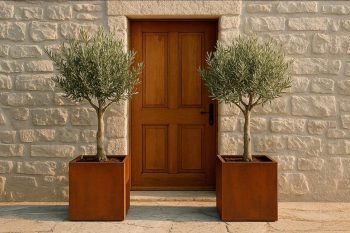 Kvadratno cvetlično korito z oljko