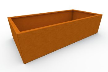 Modern metal planter for flowers - Corten steel - dimensions 60x120x30 cm