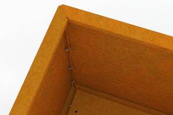 Close-up of the corner of the Flamula planter showing easy assembly with side screws.