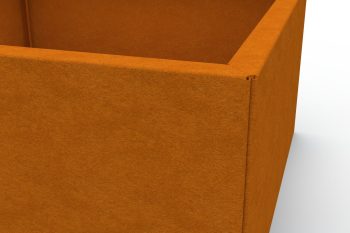 Close-up of the corner of the Flamula planter showing easy assembly with side screws.