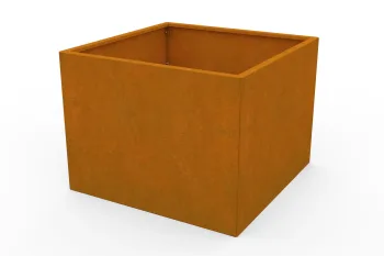 Corten planter 80x80x60 cm - view from the right corner