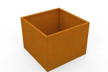 Corten planter 80x80x60 cm - view from the left corner