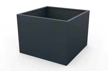 Planter in anthracite color 80x80x60 cm - view from the right corner