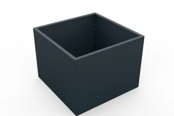 Planter in anthracite color 80x80x60 cm - view from the left corner